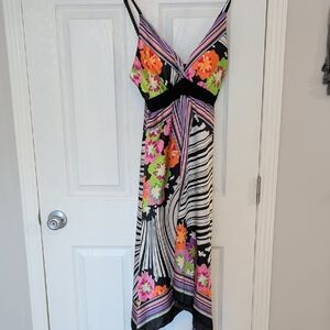 Floral Striped V-Neck Dress